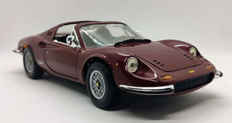 **PRE-LOVED/UNBOXED** 1/18 Hot Wheels Ferrari Dino 246 GTS - Maroon
