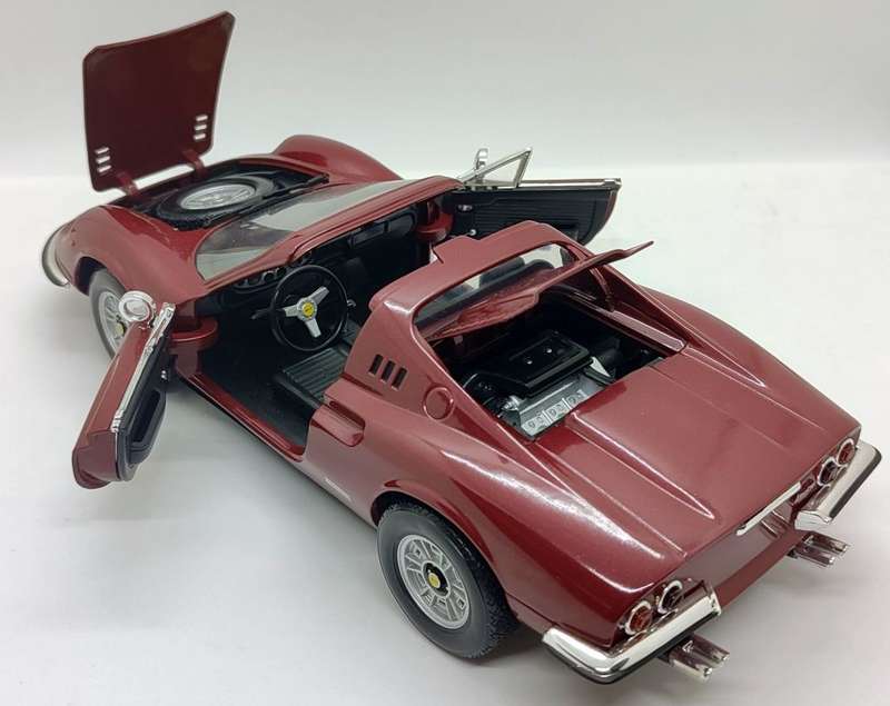 **PRE-LOVED/UNBOXED** 1/18 Hot Wheels Ferrari Dino 246 GTS - Maroon