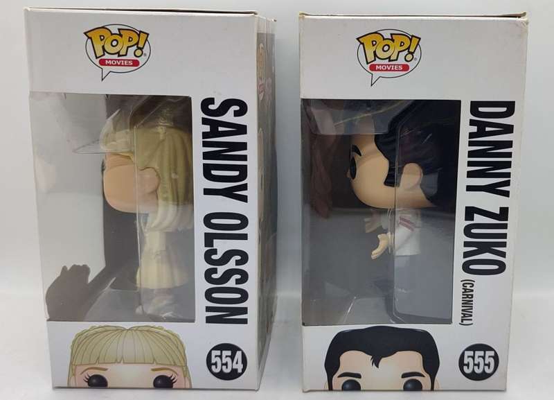 **Rare/Boxed/As New** Funko Pop Grease 40th Anniversary, #554 Sandy Olsson and #555 Danny Zuko