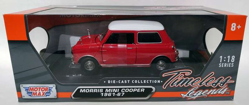 **NEW/BOXED** 1/18 Motormax Timeless Legends Morris Mini Cooper 1961-1967