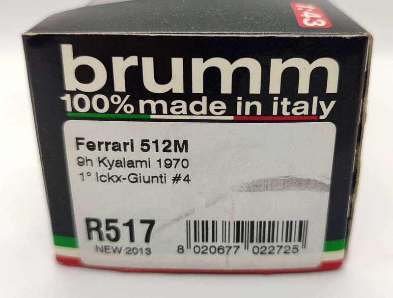 **NEW/BOXED** 1/43 Brumm Ferrari 512M 9h Kyalami 1970 #4 Ickx-Giunti
