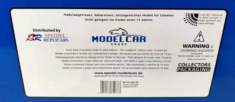 **NEW** 1/18 MCG Model Car Group Ferrari 312 T2B #21 Gilles Villeneuve Canadian GP 1977