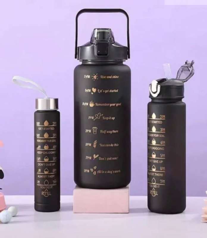 3 piece water bottles black