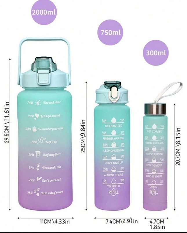 3 piece water bottles
