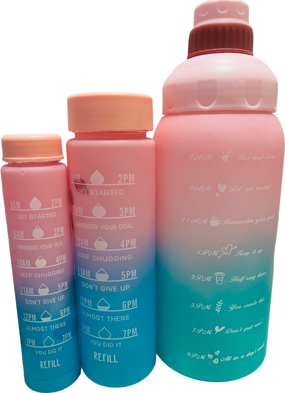 3 Piece water bottles-black/gray/purple