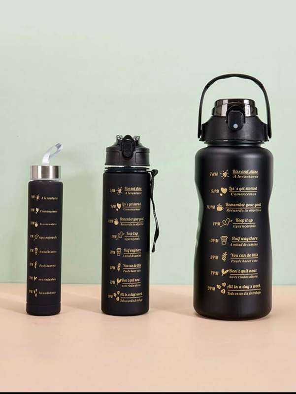 3 piece water bottles black