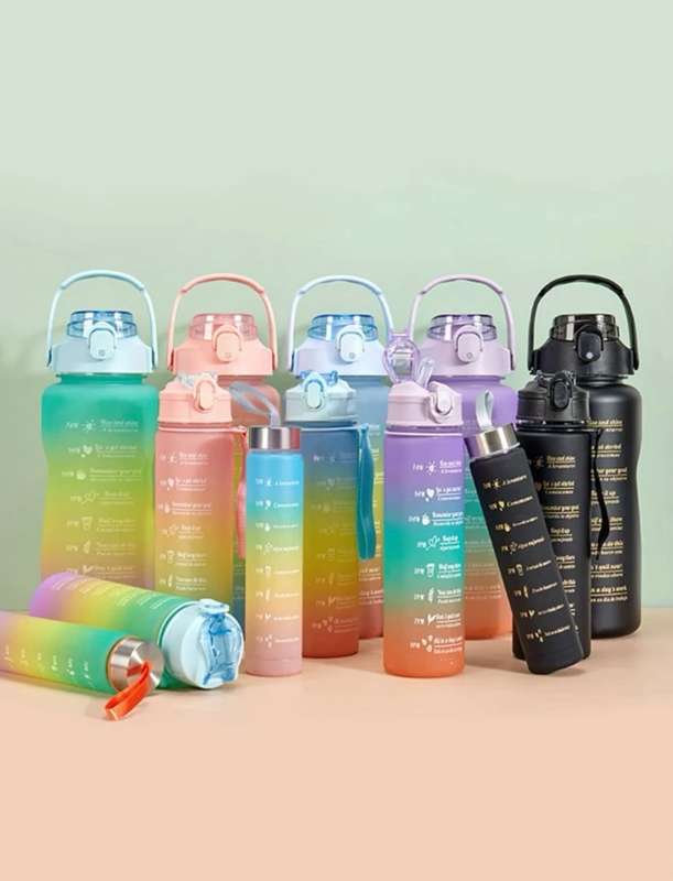 3 Piece water bottles-black/gray/purple