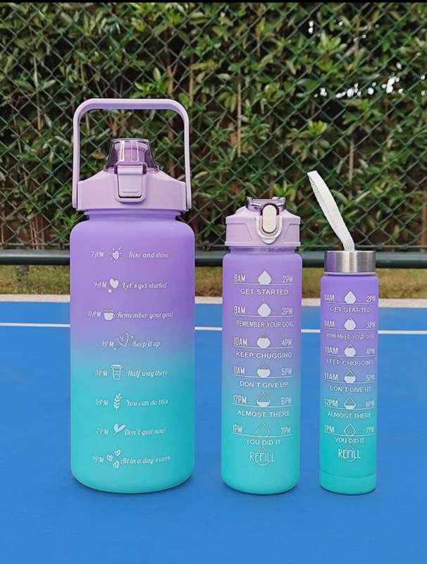 3 piece water bottle -grey /multicolour