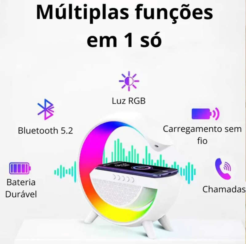 Wireless Phone Charging RGB LED Lamp & Speaker with FM Radio