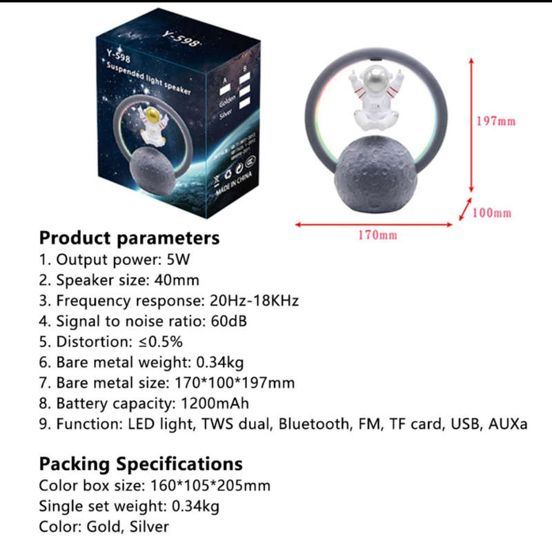 Bluetooth Maglev Speaker Wireless Astronauts RGB Speaker