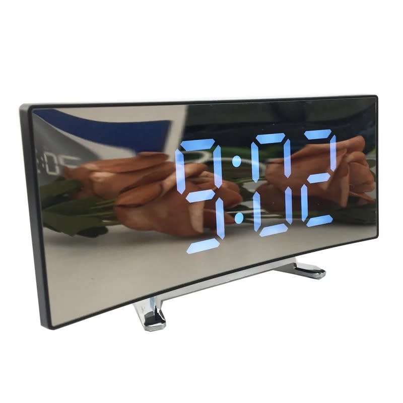 Multifunctional curved mirror electronic clock