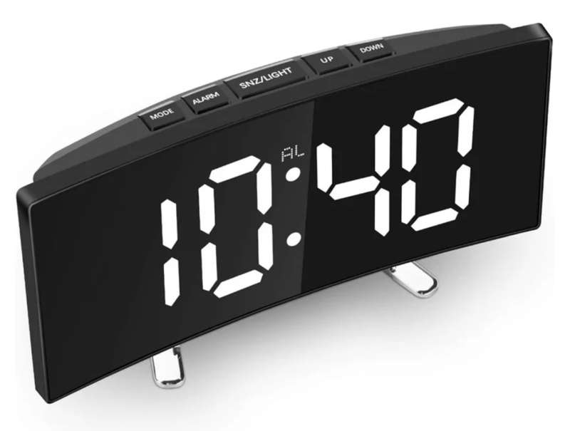 Multifunctional curved mirror electronic clock
