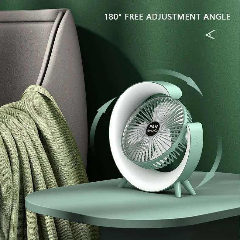 Desktop Mute 3-speed Fan Night Light, USB Charging Mini Fan