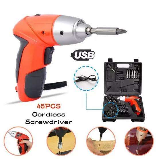 45-Piece Cordless Electric Screwdriver Set with High-performance motor