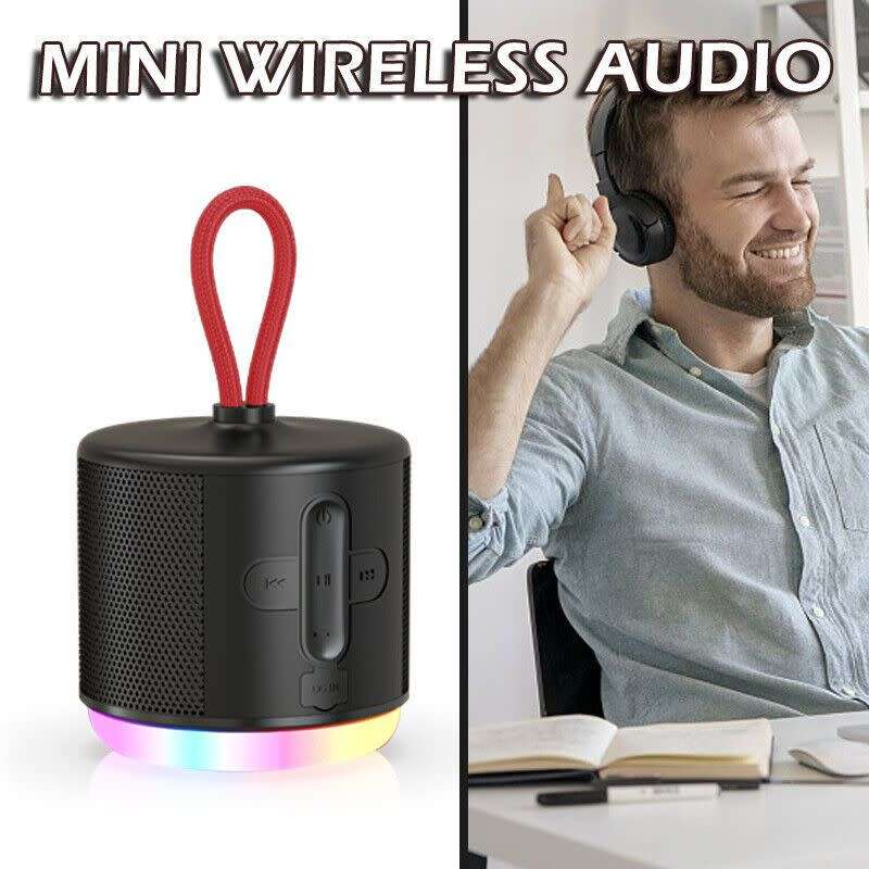 Portable LED RGB Wireless Speaker Bass & Card Case - Black