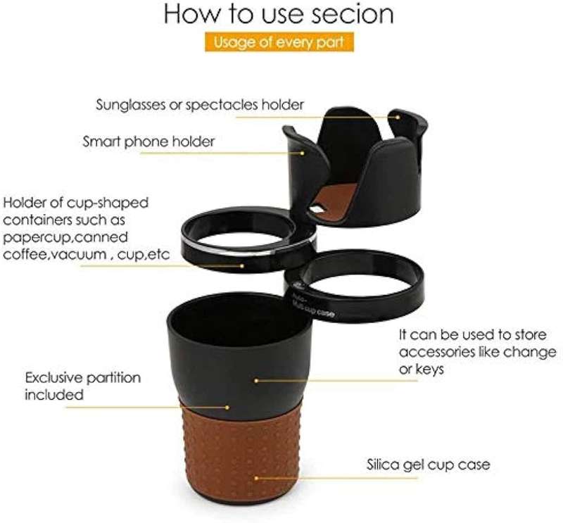 Car Multi Cup Holder Multifunctional Organiser 4 in 1