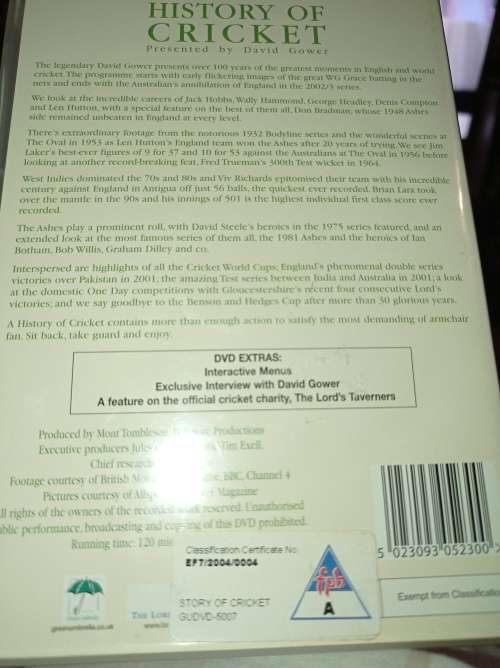 The History of Cricket by David Gower dvd