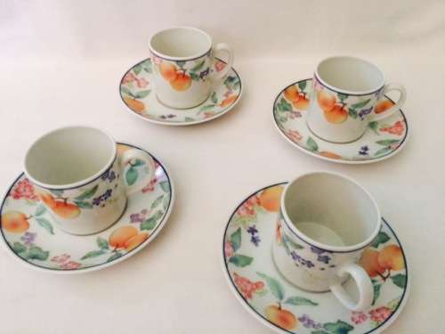 PORTUGUESE PORCELAIN - VISTA ALEGRE - ESPRESSO CUPS AND SAUCERS - FINE PORCELAIN 8 PIECE