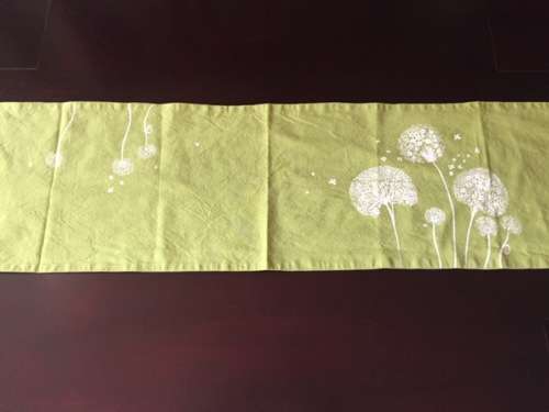 TABLE RUNNER - TABLECLOTH - GREEN WITH PRINT - 163 cm long x 34 cm wide - DECOR