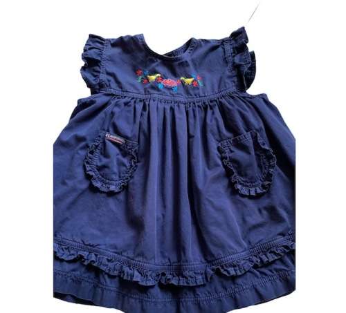 DRESS - GIRL - KIDS - AGE 2 YEARS OLD - NAVY BLUE - MADE IN PORTUGAL - KNEE LENGTH