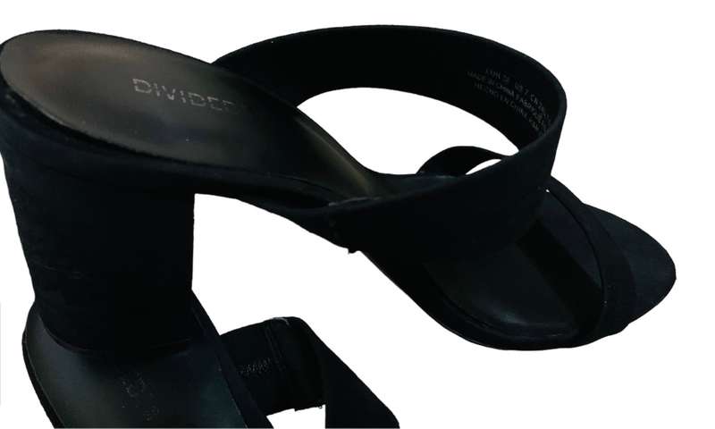 BLACK STRAPPY SANDALS - HEEL HEIGHT 8CM - SIZE 4 - SANDALS - SHOES