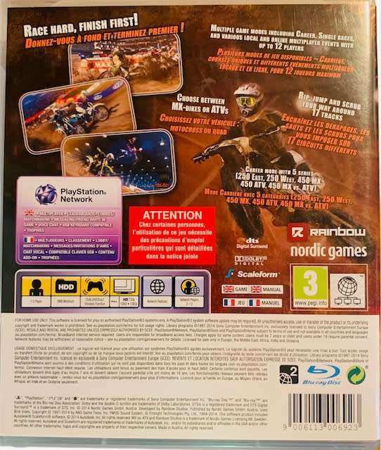 MX VS ATV SUPERCROSS - PLAYSTATION 3 - GAMING - PRE OWNED - GAMES