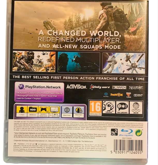CALL OF DUTY GHOSTS  - PLAYSTATION 3 - GAMING - PRE OWNED - GAMES