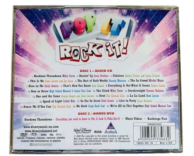 POP IT - ROCK IT  - CD - COMPACT DISC - MUSIC - 2 DISCS 1 AUDIO 1 DVD - DISNEY