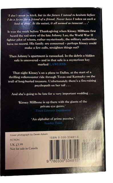 SUE GRAFTON  DICK FRANCIS - LYNDA LA PLANTE - JULIE PARSONS - 4 BOOKS FOR ONLY R130.00