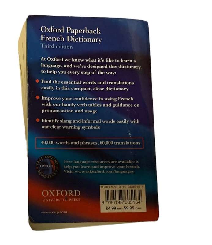 FRENCH DICTIONARY - FRENCH/ENGLISH - OXFORD PAPERBACK DICTIONARY