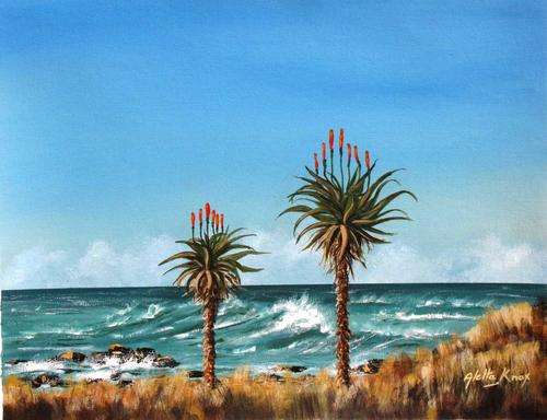 'ALOE SHORE' original,signed, acrylic on canvas by Aletta Knox 51 x 41 cms