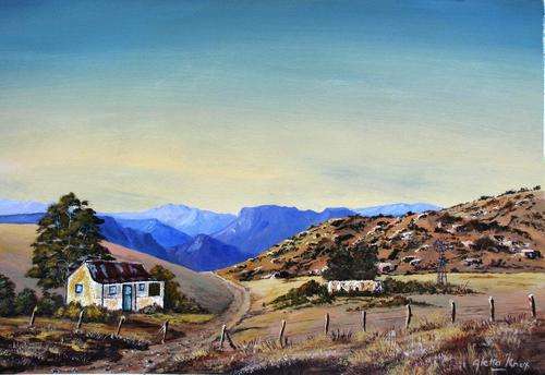 "DAYS GONE BY" orignal,signed,unframed acrylic on canvas by Aletta Knox 59x42cms