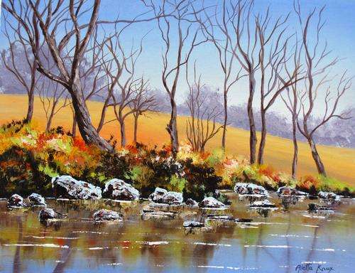 "SPLASHES OF COLOUR" original,signed,unframed acrylic on canvas by Aletta Knox 51x41cms