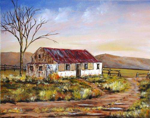 'RAIN AT LAST' original,unframed,signed, acrylic on canvas by Aletta Knox 51 x 41cms