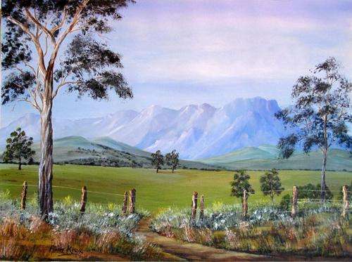 'MEADOW WALK' original, signed,unframed, acrylic on canvas by Aletta Knox 60x45cms