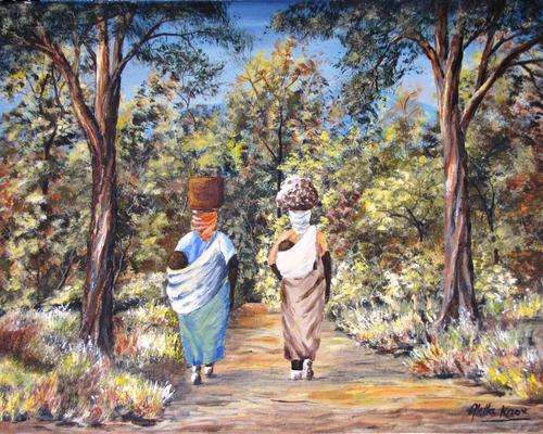 'HEADING HOME!' original,signed,unframed acrylic on canvas by Aletta Knox 51x41cms