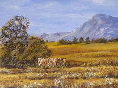 WATER FOR THE WINTER-original,acrylic on canvas by Aletta Knox 60x45cms