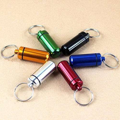 48x17mm Waterproof Aluminum Pill Box Cash Stash Capsule Container Keyring