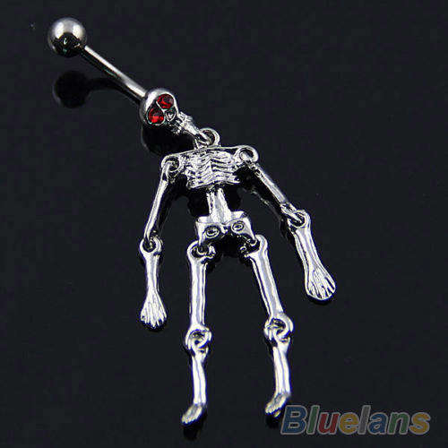 Human Skeleton Ball Button Barbell Bar Belly Ring