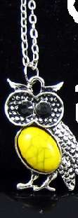 Beautiful Dangling Retro Very Cute Owl Charm With Rhinestones Necklace