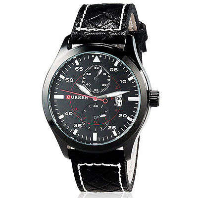 New CURREN Analog Quartz Water Resistant Wrist Watch with Calendar&Faux Leather