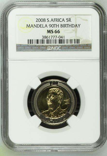 NGC Graded Mandela 90th Birthday 2008 MS66 R5 Coin