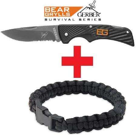 *** Gerber Bear Grylls Compact Scout Knife + FREE Survival Bracelet ***