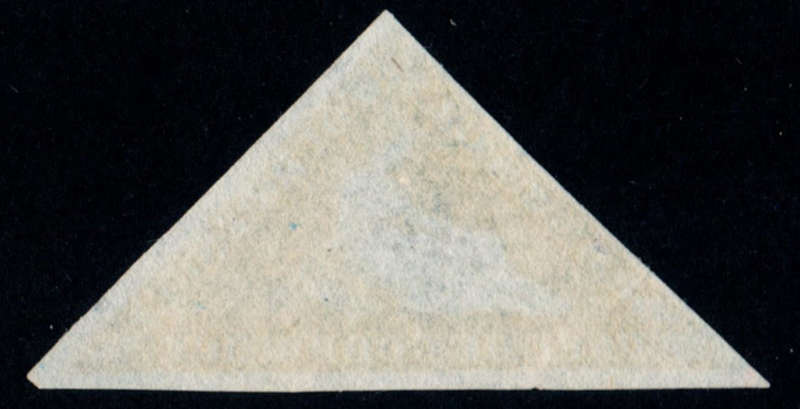 CGH 1853 Triangular. 4d Blue on White Paper. 3 good margins. Used, SACC 6a