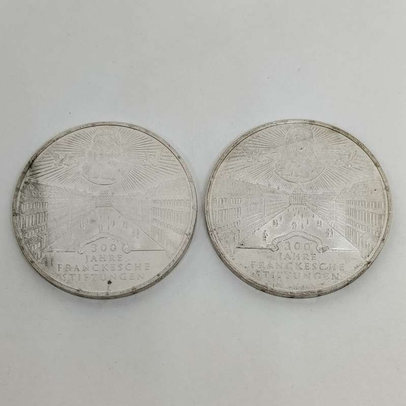 Set of 2 1998 300 Jahre (10 Mark) Coins #C0001