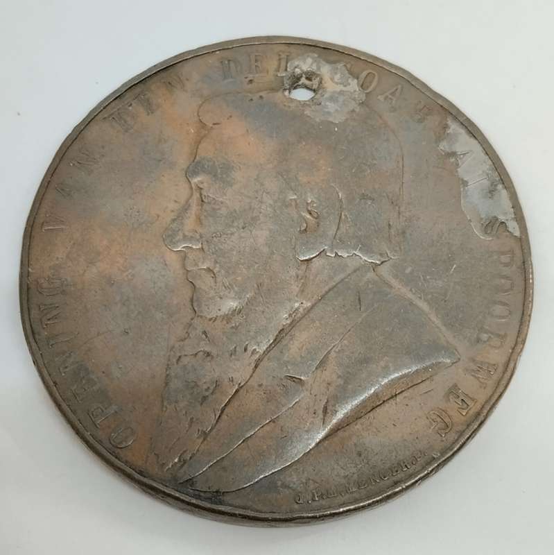 1895 Paul Kruger ZAR Delagoa Bay Railway Opening Medallion (Holed) #M0007