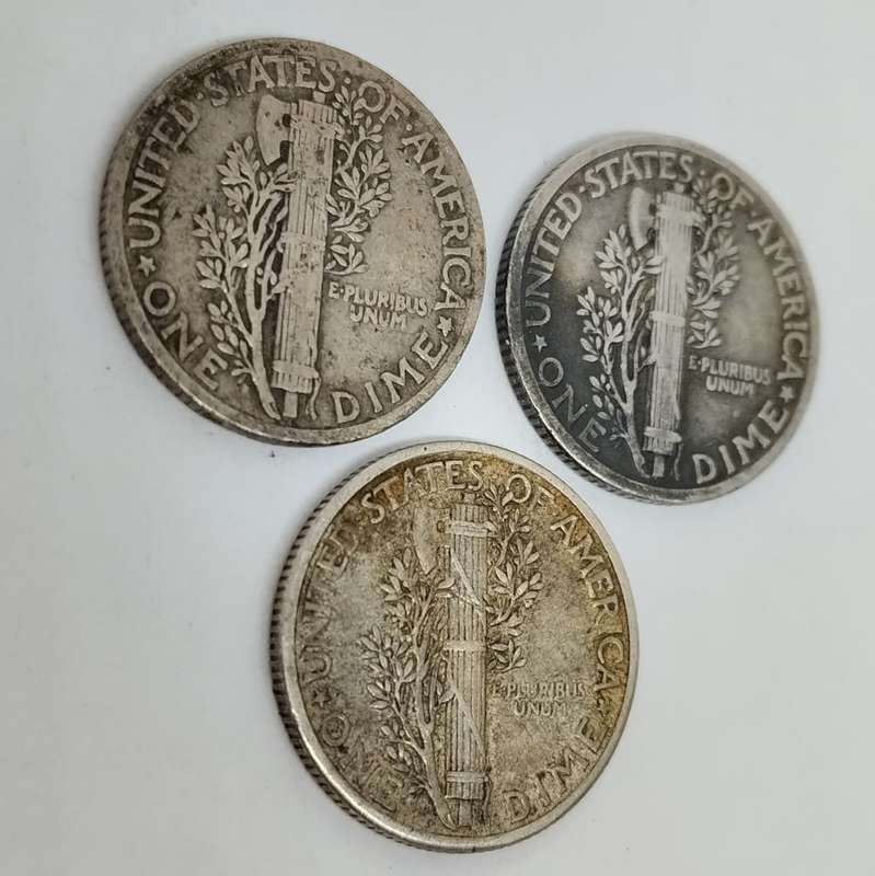 1939, 1941, 1942 US Dime Coins #C0012