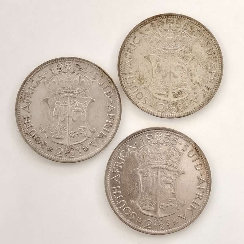 Set 1953 - 1955 2 and a Half Shilling (3 Coins) #C0016