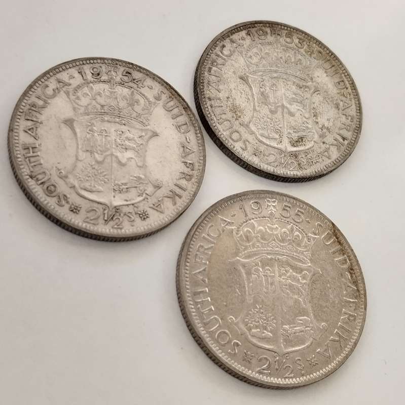 Set 1953 - 1955 2 and a Half Shilling (3 Coins) #C0016