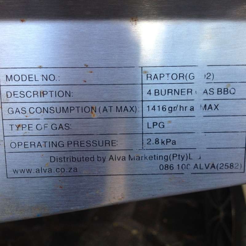 Alva gas braai 4-burner rotisserie combo